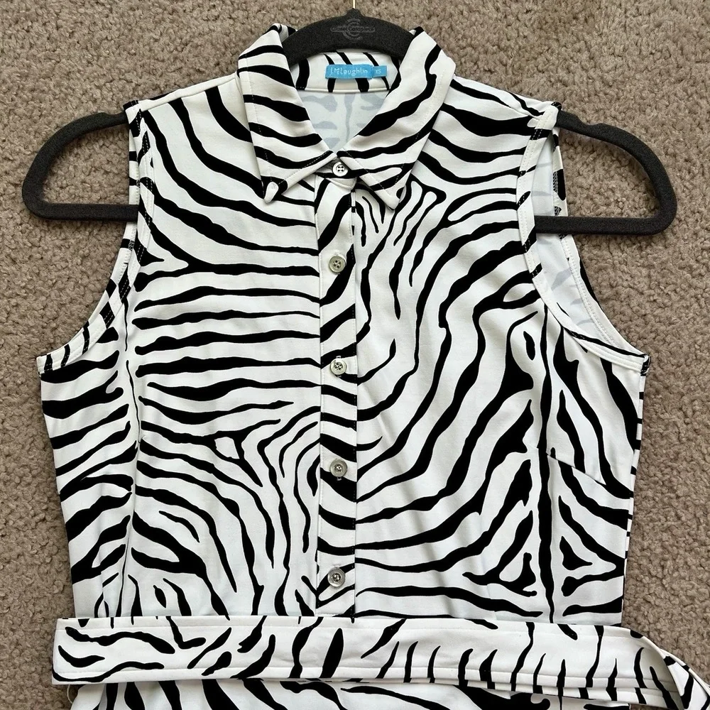 J Mclaughlin Womens Zebra Midi Belted Dress With Pockets Size XS - Picture 2 of 11